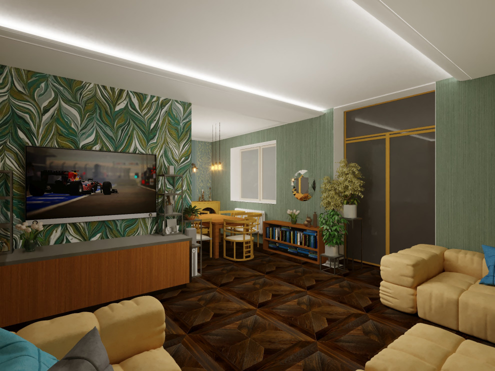 Варианты обоев в гостиной ЖК Каскад.