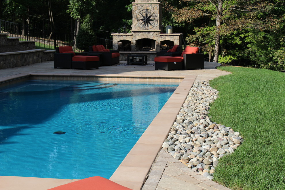 Inspiration for a mid-sized rustic backyard concrete paver and rectangular natural home design remodel in DC Metro