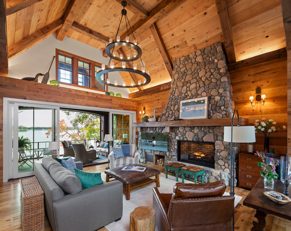 Lake Sylvia Cabin - Rustic - Living Room - Minneapolis - by Pillar ...