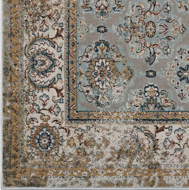 Country Farm Living Area Rug, Distressed Vintage, Multi/Brown ...