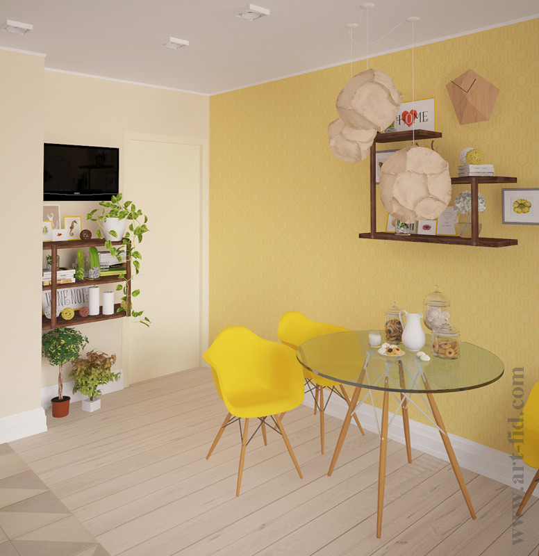 Кухня и спальня с качелями на балконе в Москве