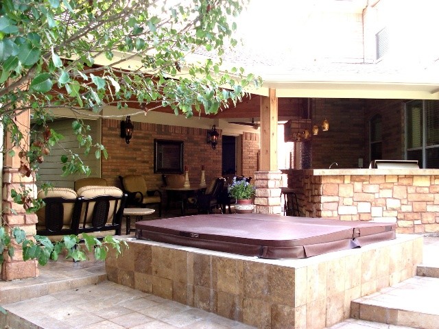 Houston Covered Patio With Outdoor Bar Fire Pit And Entertaining