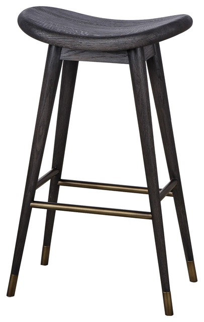 Thomas Bina Smith Modern Clic Black Wood Bar Counter Stool Thomas Bina Smith Modern Clic Black Wood Bar Counter Stool