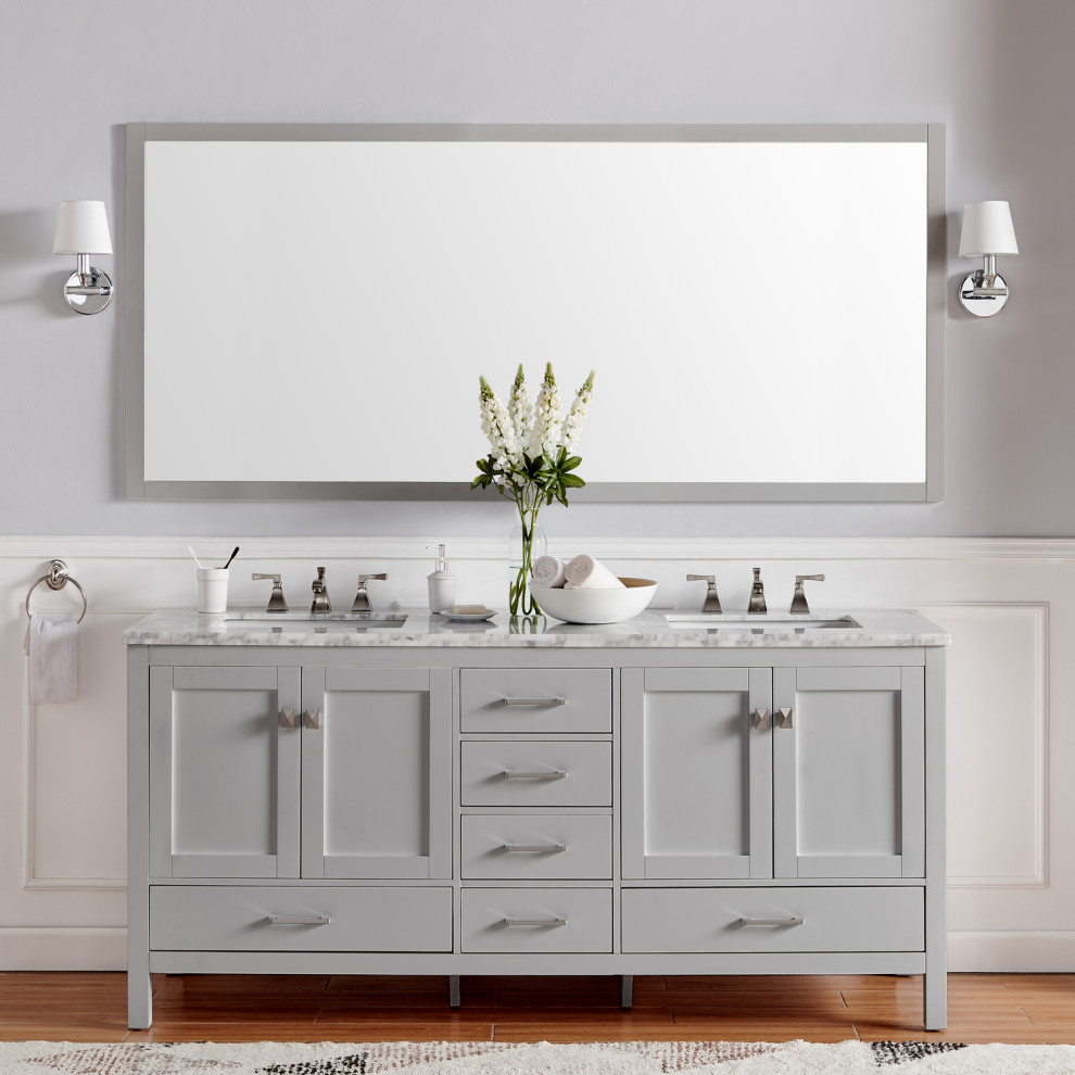 Aberdeen Bathroom Vanity With Carrera Countertop And Double Square