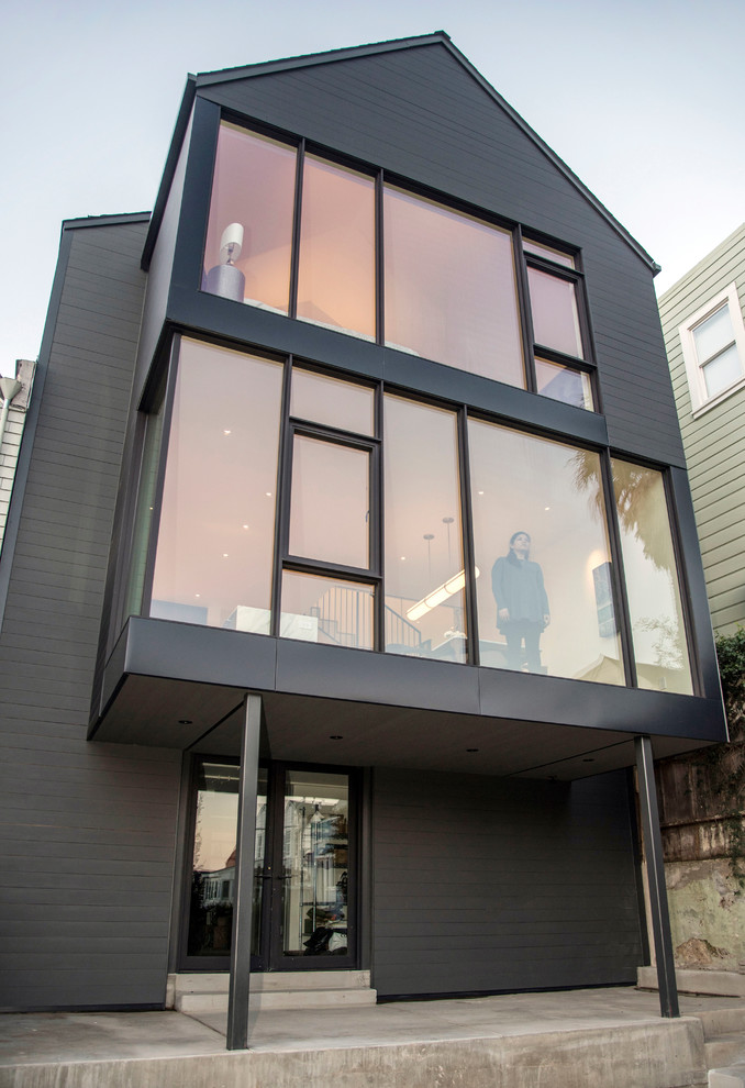 Design ideas for a mid-sized modern three-storey exterior in San Francisco.