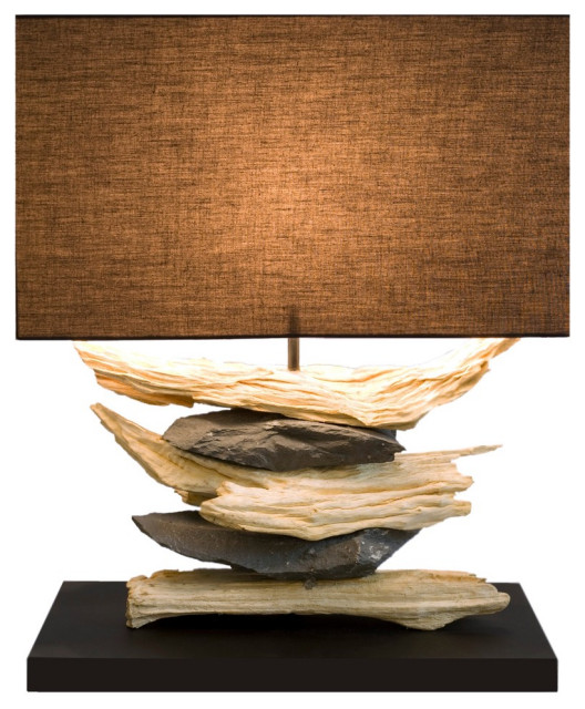 Natural Stone Table Lamp, Wide Driftwood Table Lamp