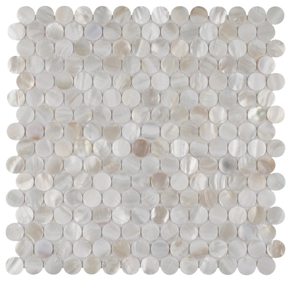 Conchella Mini Penny White Natural Shell Wall Tile