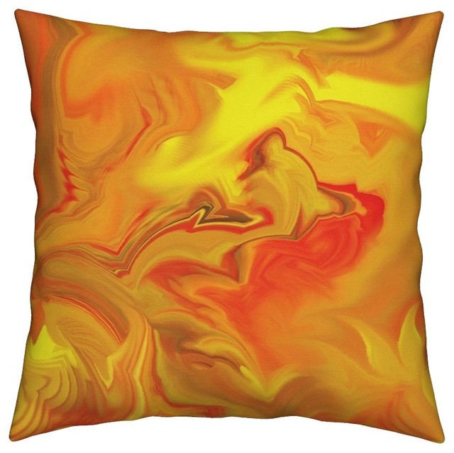 Orange Red Yellow Hot Dynamic Abstract Throw Pillow Contemporary