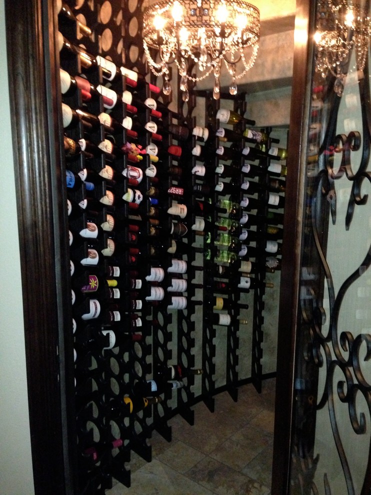 This is an example of a contemporary wine cellar in Los Angeles.