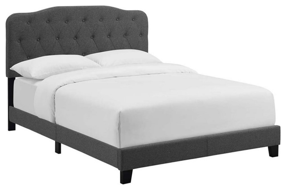 Modway Amelia King Upholstered Polyester Fabric Bed in Gray Finish