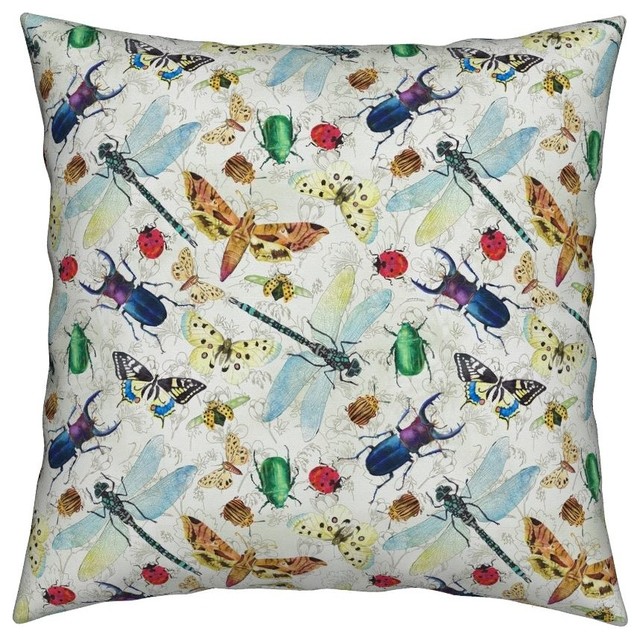 Skillshare Whimsical Watercolor Insects Throw Pillow Cover Organic Sateen