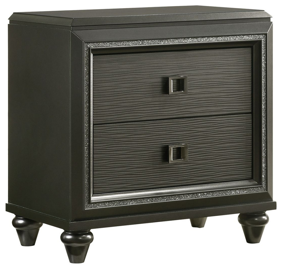 Picket House Furnishings Faris 2Drawer Nightstand In Black MN650NS Traditional Nightstands