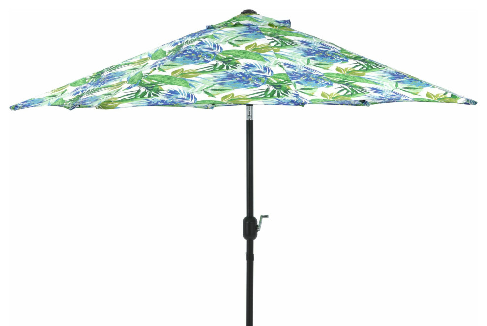 Soleil Blue/Green 9' Patio Market Umbrella Tropical Outdoor