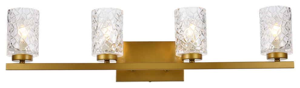 Living District LD7028W32BR 4 lights bath sconce in brass with clear shade