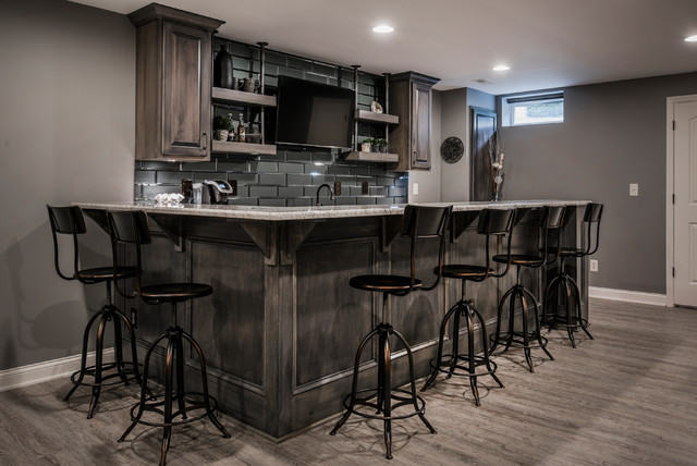 Steel and Wood Bar - Just Basements Ottawa - Rustic - Home Bar - Ottawa -  by Just Basements