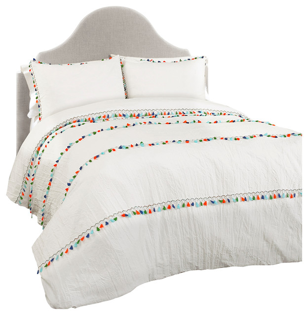 Boho Tassel 3 Piece Comforter Set Contemporary Comforters And