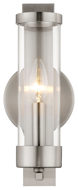 Wall Sconce With Clear Glass, Brushed Nickel