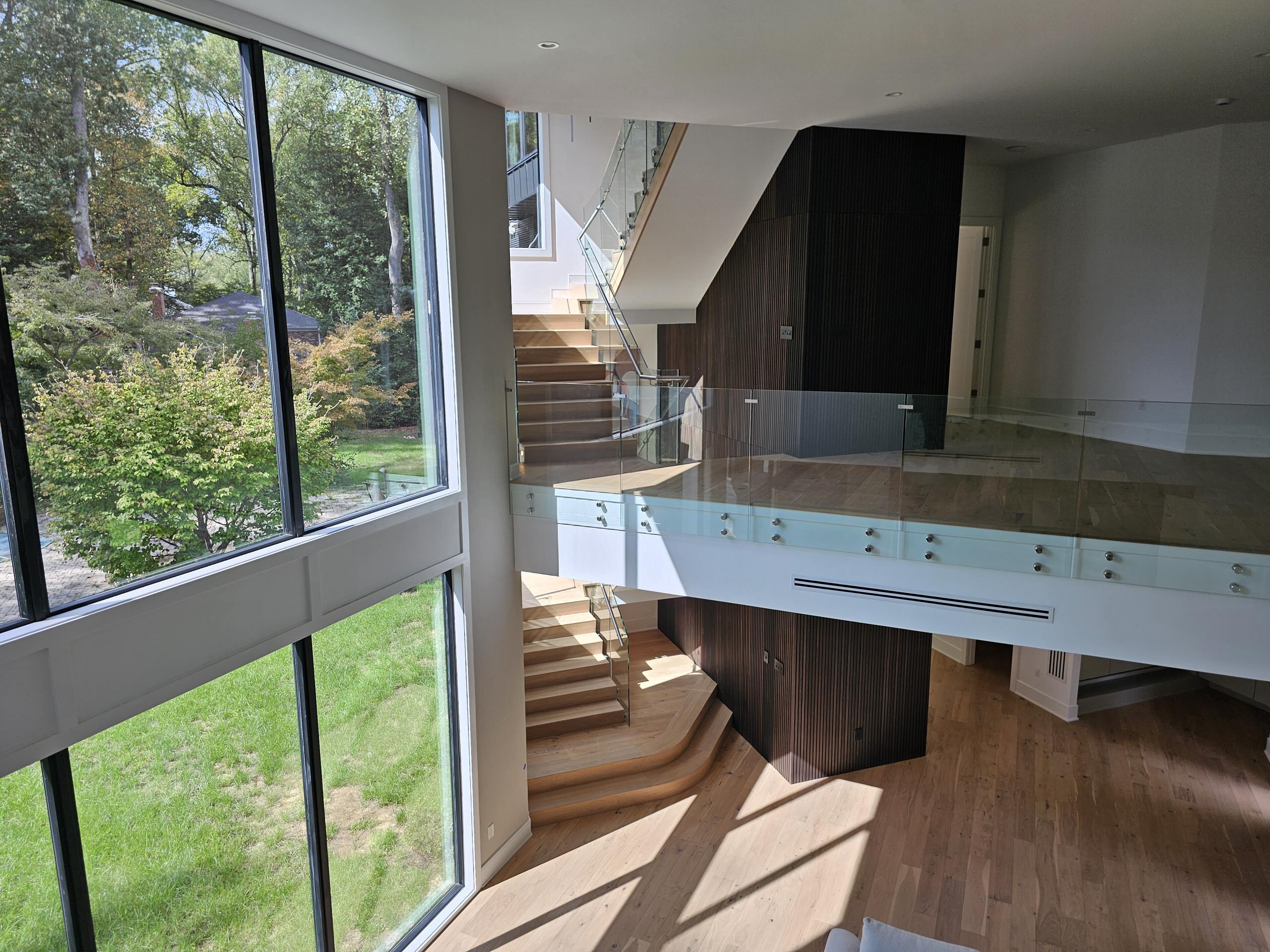 129_White Oak Slanted Riser Modern Stair, Mclean, VA 22102