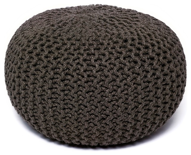 Jute Round Pouf Transitional Floor Pillows And Poufs by Anji Mountain