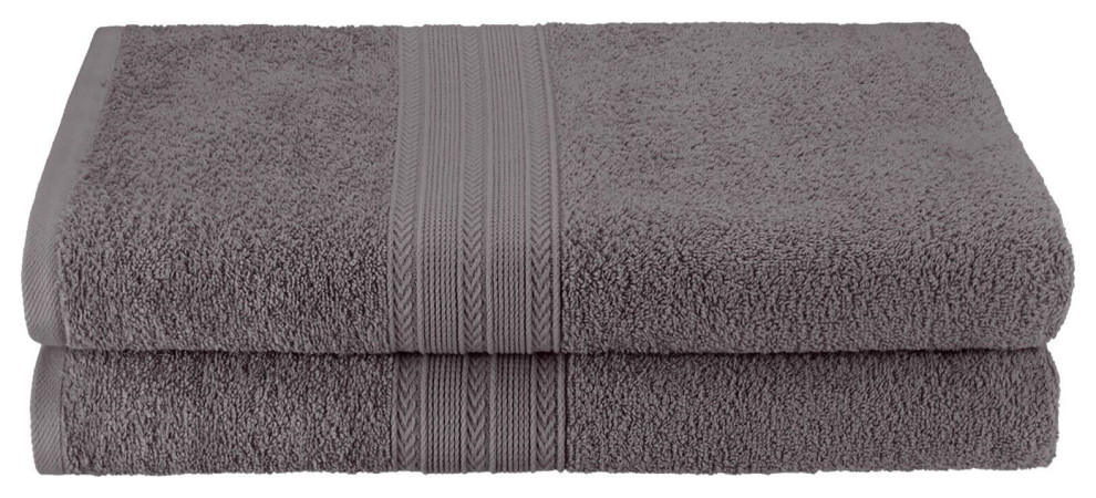 2 Piece 100% Cotton Ring Spun Bath Sheet Towel, Graphite