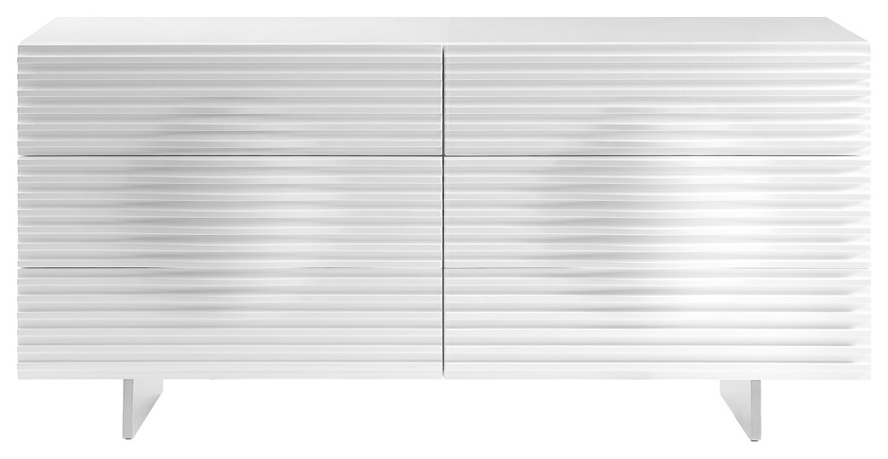 MOON High Gloss White Lacquer Dresser by Casabianca Home Contemporary