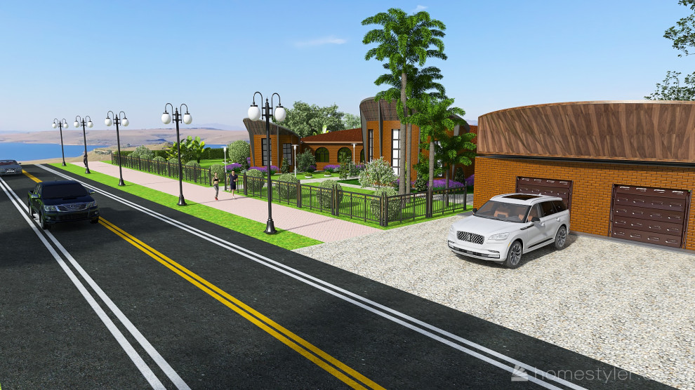 Вид на гараж и дом с проезжей части