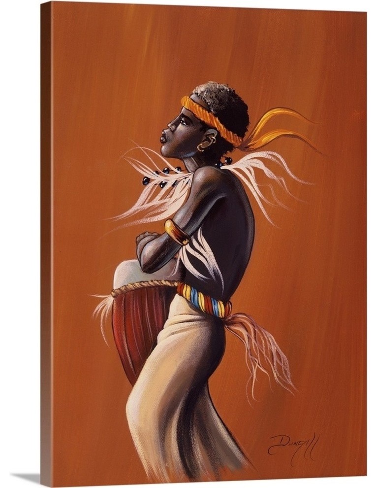 "Tribal Drummer" Wrapped Canvas Art Print, 12"x16"x1.5"