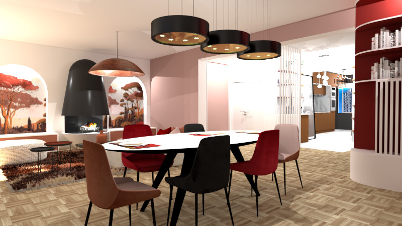 vue 3D le salon / salle à manger