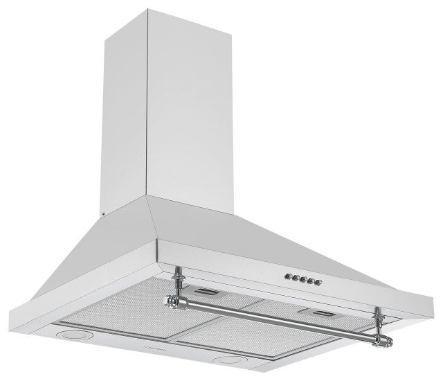 Ancona Vintage Style 24" Convertible Wall Pyramid Range Hood, Stainless Steel