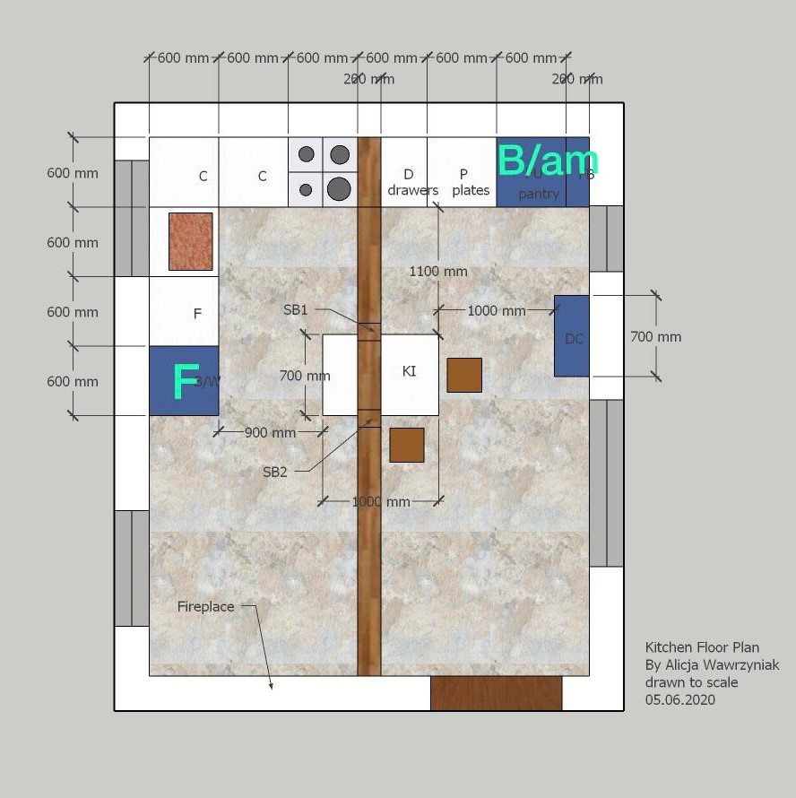 Country Cottage Design - Kitchen floor plan drawing