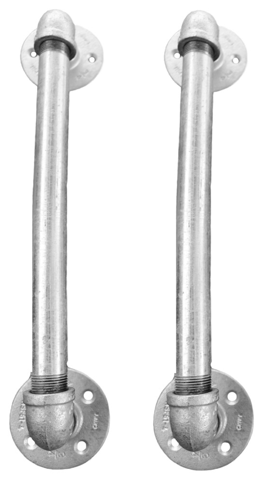 Black Pipe Industrial Door Pulls, Set of 2, 22.5" Industrial