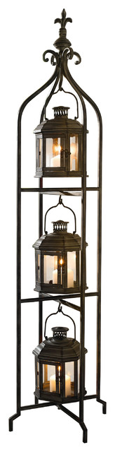 Metal Candle Lanterns With Stand 3 Tier Lantern Stand For Yard