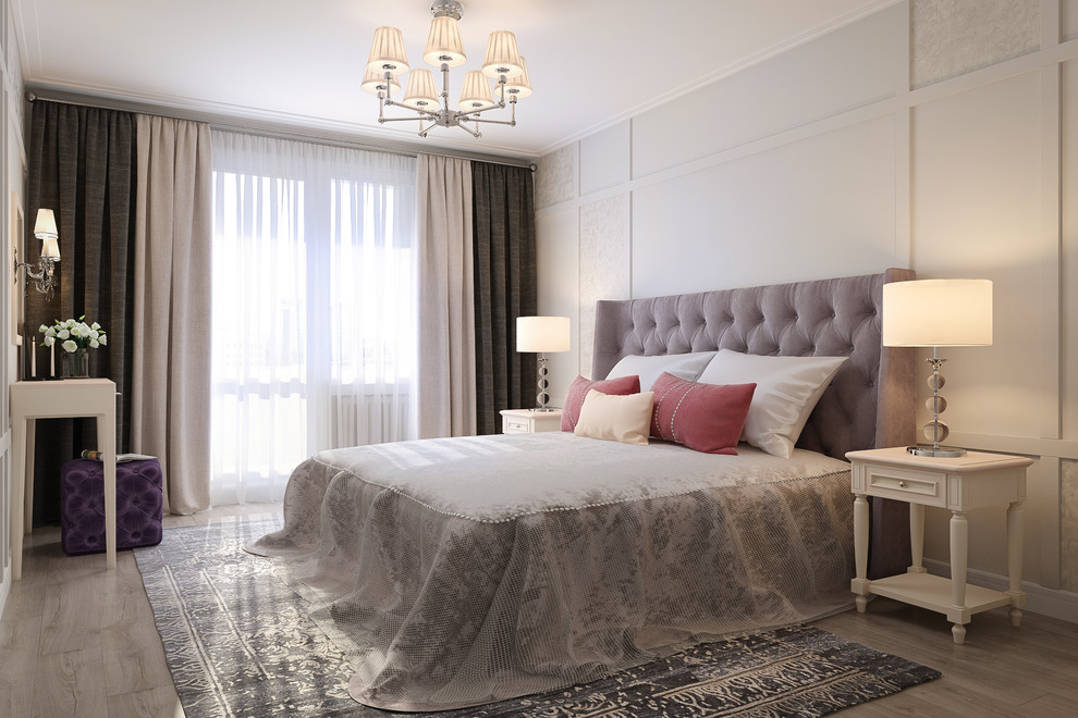 Проект спальни в трехкомнатной квартире П55М