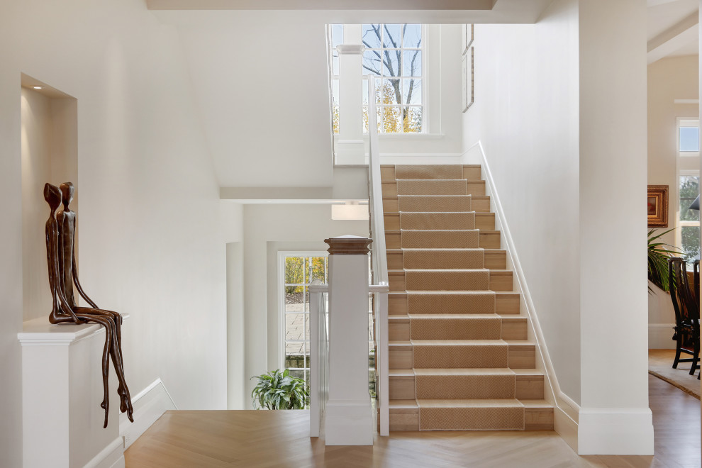 Inspiration for a transitional staircase remodel in Minneapolis