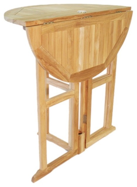 Grade A Teak 39" Round Drop Leaf Bar Table - Craftsman - Outdoor Pub ...
