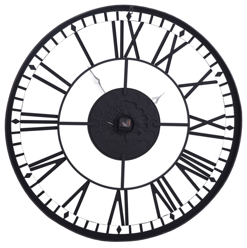 Signature Wall Clock, Aged Black Industrial Wall Clocks by