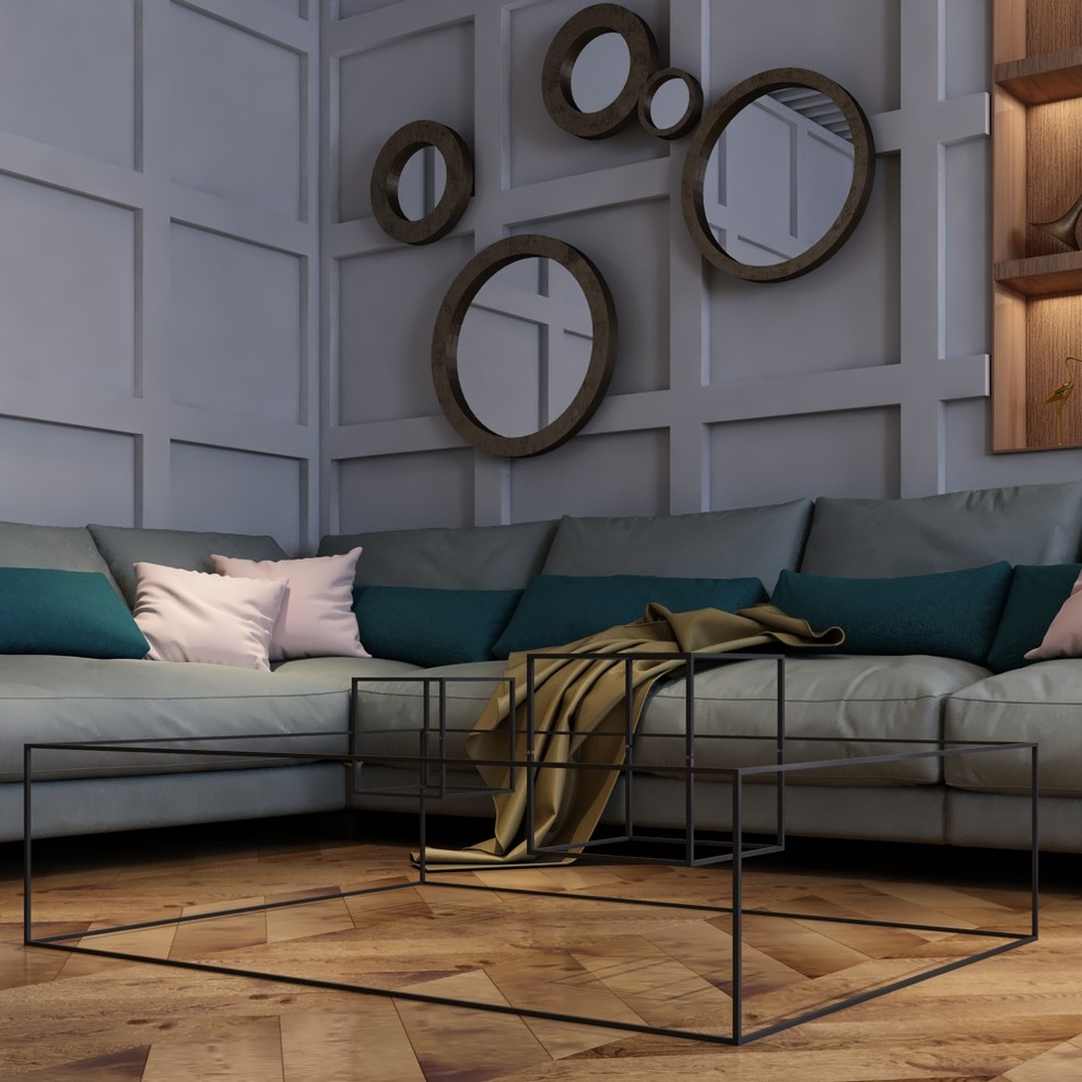 Современный интерьер кухни-гостиной