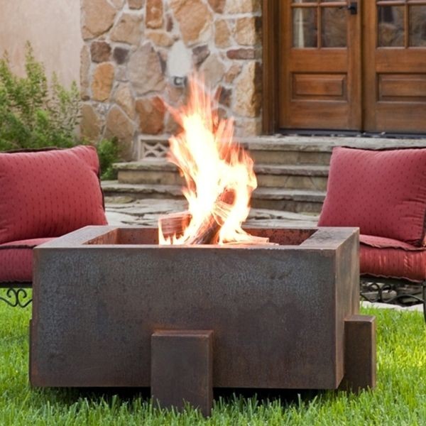 Square Steel Outdoor Fire Pit Contemporary Patio Chicago