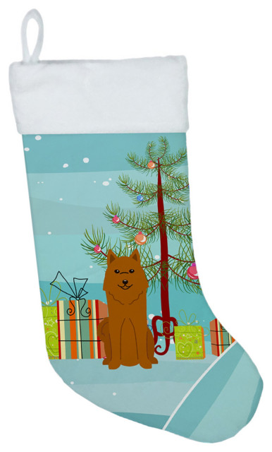 Caroline's Treasures Merry Christmas Tree Karelian Bear Dog Stocking