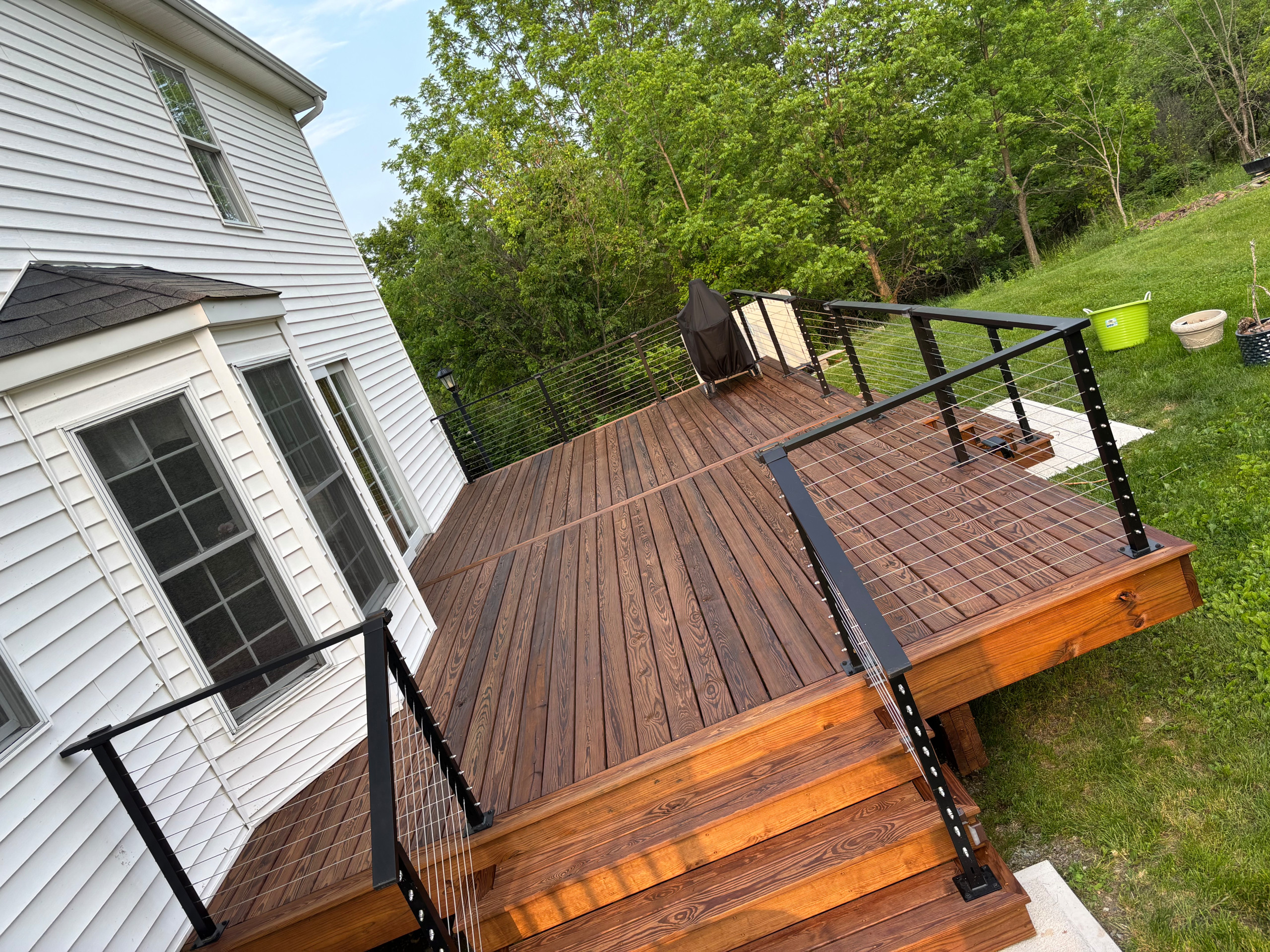 Pressure Treated Wood  Deck with Cable Rail System
