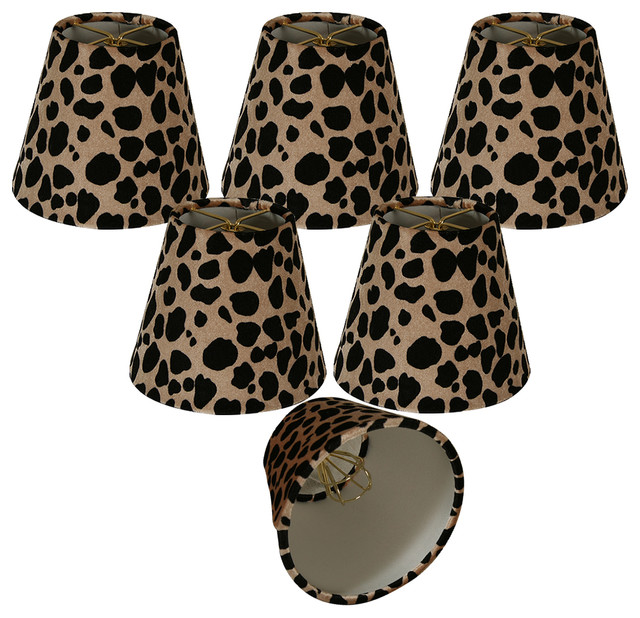 Royal Designs 5" Black/Brown Large Leopard Print Chandelier Lamp Shade