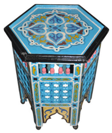 Moroccan Octagonal Moucharabieh Handpainted Table Arabic Design Furniture