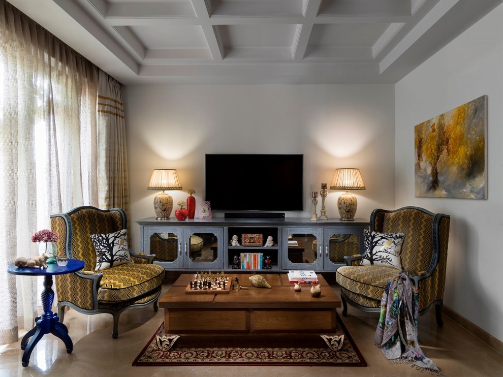 This is an example of an eclectic family room in Other.