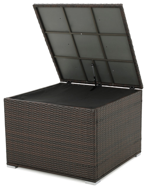Samoa Brown Wicker Outdoor Storage Box Tropical Deck Bo And Samoa Brown Wicker Outdoor Storage Box