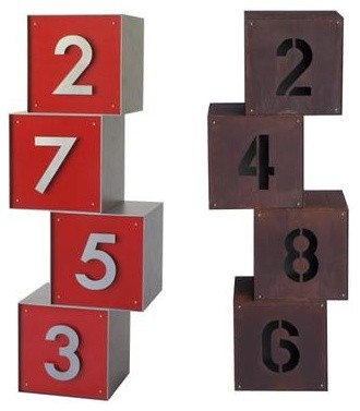 Cube Metal Address Sign - stackable, simple modern address sign contemporaneo-numeros-para-la-casa