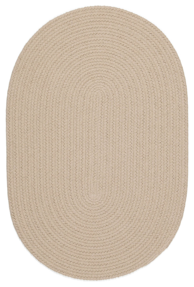Lullaby Childrens Solid Braided Rug Sand Beige 7'x9' Oval