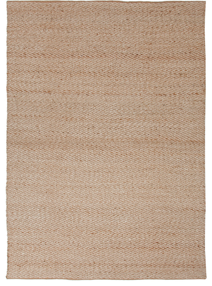 Natural Solid Pattern Jute/Rayon Beige /Brown Rug - HM07, 8x10