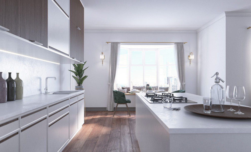 Example of a minimalist kitchen design in Atlanta