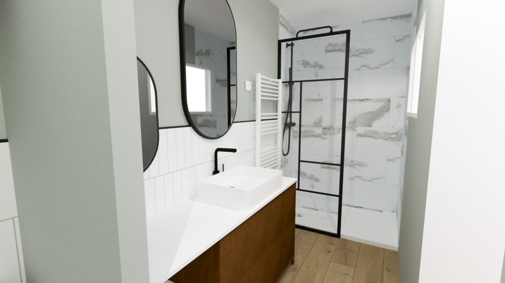 Idées déco pour une salle de bain contemporaine.