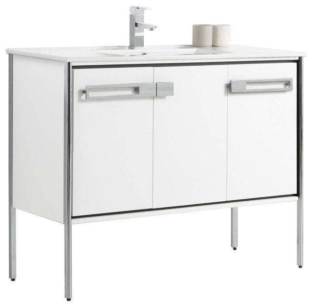 Oakville Bath Vanity, Ceramic Sink, 42 Inch Contemporary Bathroom